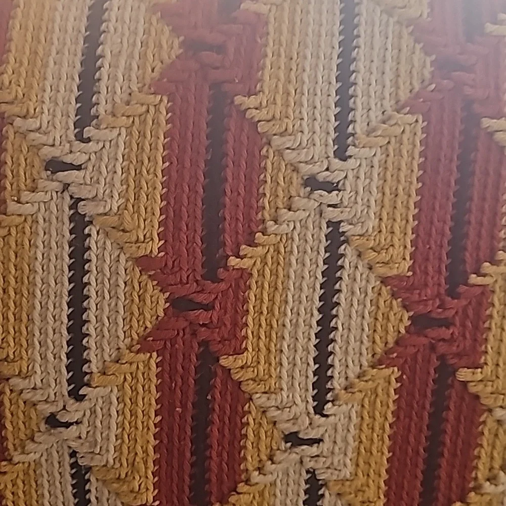Vintage 70s South Western granny handcrochet throw blanket large 46x70 afghan